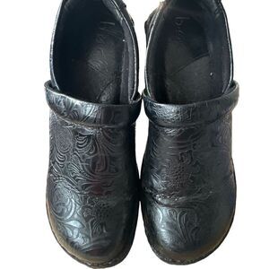 BOC by Born Women's Black Floral Embossed Slip-On Clogs Comfort Casual Shoes
